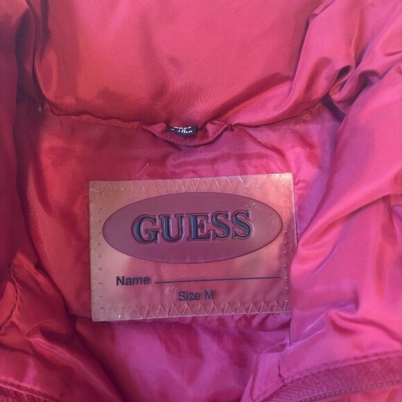Guess Women’s Puffer Down Vest Zip w/Pockets Red Size M Waterfowl Feathers 44585 - Picture 3 of 8
